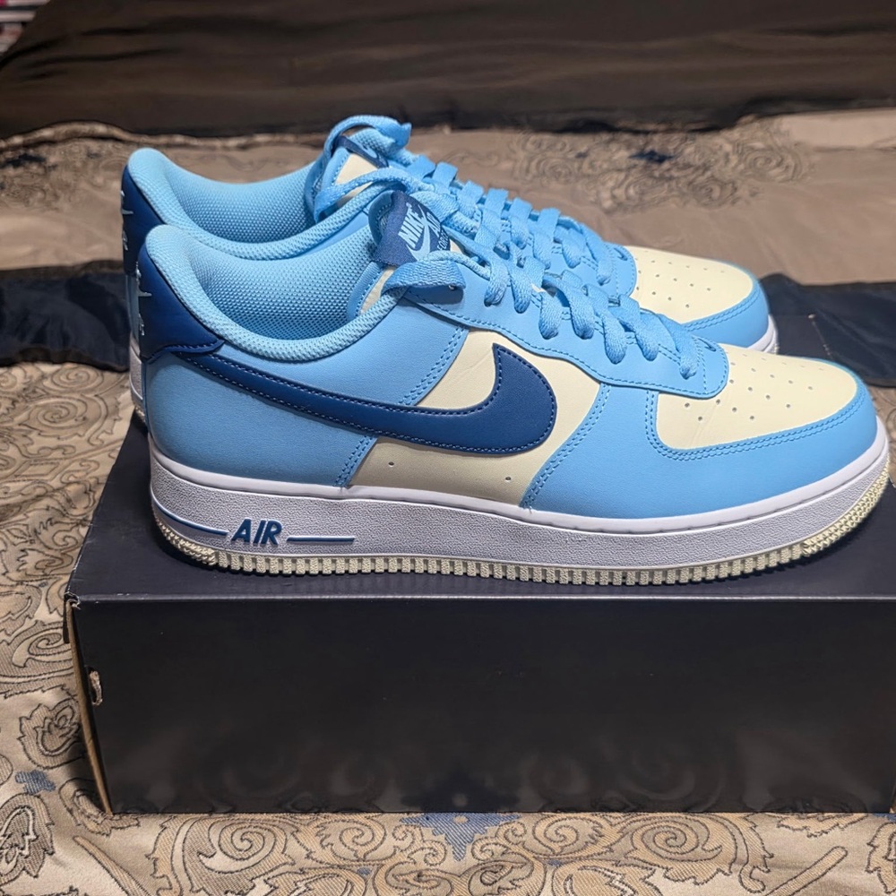 Nike Air Force 1 Low Light Blue and Cream Sneakers